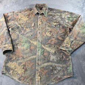 Vintage Woolrich Realtree Timber Chamois Heavy Button Up Men's Size L Long